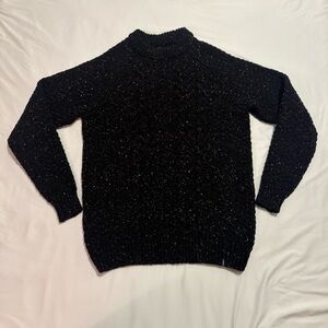 Finisterre 100% Pure New Wool Knit Sweater Mens Medium Black Donegal Speckled